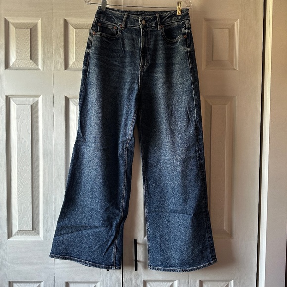 American Eagle Super High Rise Baggy Wide Leg Jeans – Size 8 Short - Picture 1 of 3